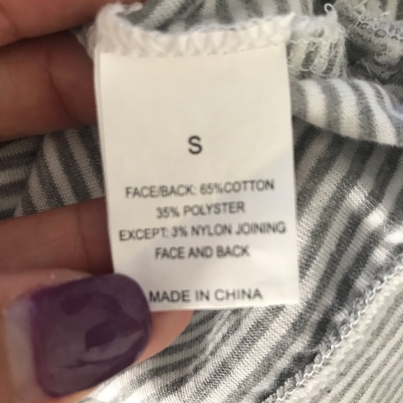 Nollie Gray White Striped Long Sleeve Top Small - Picture 4 of 5